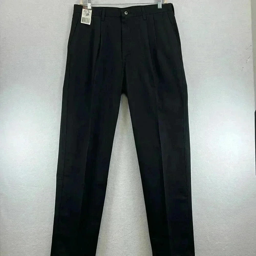 Timber Creek by Wrangler Men’s Pleated Pants 34 x 38 Black Cotton NWT
